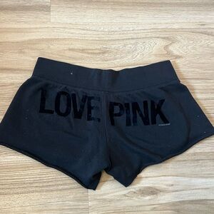PINK Victoria's Secret Black Fleece Lounge Shorts